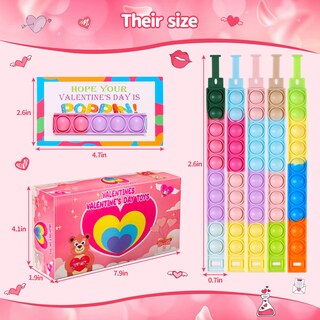 Foto 3 | Foto 3 | Regalos De San Valentín Para Niños Con Tarjetas Tusmeek Y Pulsera Pop Bubble Fidget - Venta Internacional.