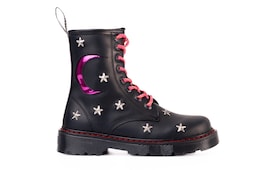 Botas Offlander  Tipo Militar  Piel Crazy  Negro  Luna Y Estrellas