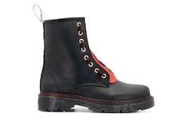 Botas Offlander Tipo Militar Piel Crazy Negro Y Rojo Doble Cierre
