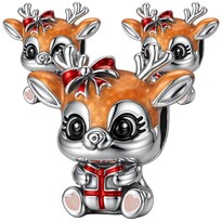 Charm Navideño Reno Brillanteventdepot Mxxcq-003 3 Piezas Plata S925 Chapa Muticolor