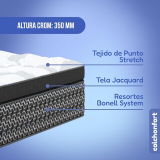 Foto 5 | Foto 5 | Colchonfort Colchón Crom Individual 35 Cm Resortal Fortech