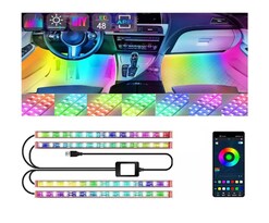 Barra De Luz Tiras 48 Luces Fluido Rgb Interior Para Carro