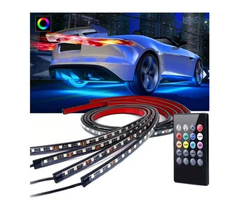 Foto 1 | Foto 1 | Coche Chasis Luces Juego De 4 Tira Led Rgb Para Tubo De Auto