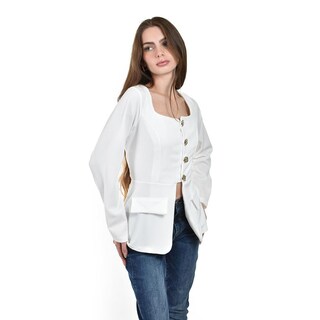 Foto 2 | Foto 2 | Blusa Con Botones Metalicos Roman Fashion /juvenil  1912 (blanco) Blanco