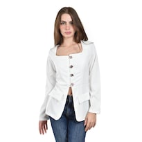 Blusa Con Botones Metalicos Roman Fashion /juvenil  1912 (blanco) Blanco