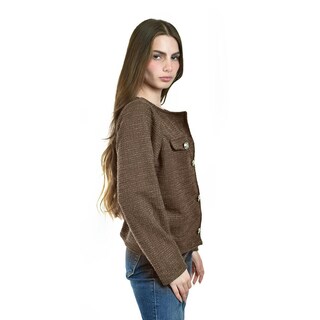 Foto 2 | Foto 2 | Blazer Con Textura Tweed Roman Fashion /juvenil  8067 (cafe) Cafe