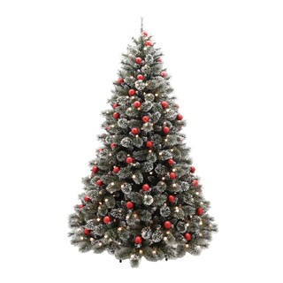 Foto 1 | Foto 1 | Árbol De Navidad Nevado Artego 230 Cm De Alto Con Luces Led Integradas 350 Leds Preiluminado Y 83 Esferas Rojas Eastern Redcedar