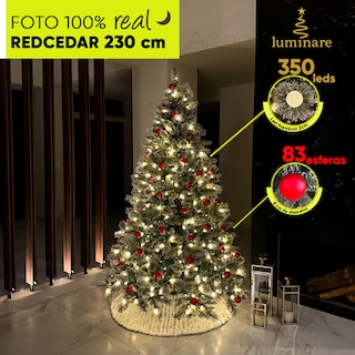 Foto 3 | Foto 3 | Árbol De Navidad Nevado Artego 230 Cm De Alto Con Luces Led Integradas 350 Leds Preiluminado Y 83 Esferas Rojas Eastern Redcedar