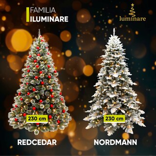 Foto 8 | Foto 8 | Árbol De Navidad Nevado Artego 230 Cm De Alto Con Luces Led Integradas 350 Leds Preiluminado Y 83 Esferas Rojas Eastern Redcedar