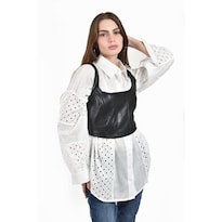 Top De Efecto Piel Roman Fashion /juvenil  55687 (negro) Negro