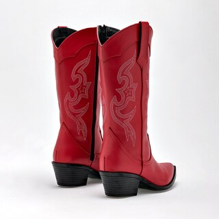 Foto 4 | Foto 4 | Bota Vaquera Moramora Rojo Dama