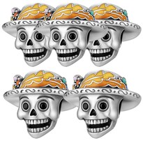 Charm Tradicional Mexicano Calavera Mxcks-005 5 Piezas Plata S925 Chapamulticolor