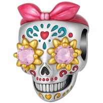 Charm Calavera Mexicana Plata Mxckj-001 1 Pieza Plata S925 Chapamulticolor