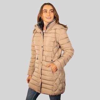 Foto 3 | Foto 3 | Chamarra Larga Capitonada Para Mujer Con Bolsillos Greenlander Beige