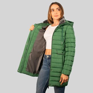 Foto 2 | Foto 2 | Chamarra Larga Capitonada Para Mujer Con Bolsillos Greenlander Verde