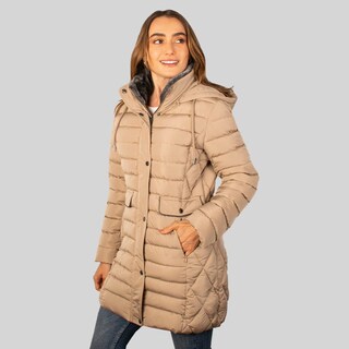 Foto 3 | Foto 3 | Chamarra Larga Capitonada Para Mujer Con Bolsillos Greenlander Beige