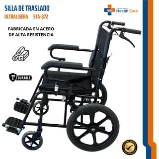 Foto 3 | Foto 3 | Silla de Ruedas Carrefour Negra de Traslado Plegable Portátil para Adulto
