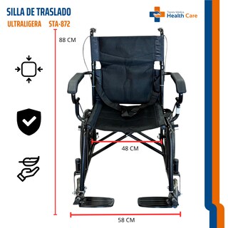 Foto 5 | Foto 5 | Silla de Ruedas Carrefour Negra de Traslado Plegable Portátil para Adulto