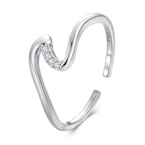 Anillo Chulada  Ola De Mar De Plata .925  Talla Ajustable  Chapa De Platino Que Lo Hace Resistente Al Agua