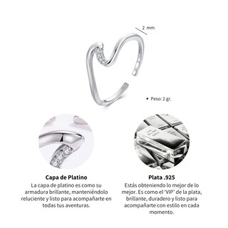 Foto 6 | Foto 6 | Anillo Chulada  Ola De Mar De Plata .925  Talla Ajustable  Chapa De Platino Que Lo Hace Resistente Al Agua