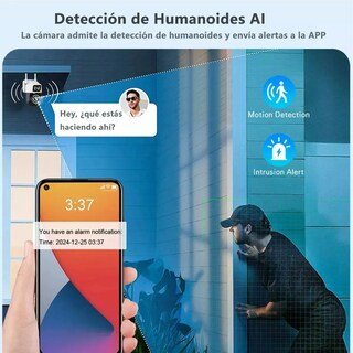 Foto 6 | Foto 6 | Cámara De Seguridad Wifi Ip66 Exterior Cámara Vigilancia 360° Ptz 8mp Blanco Con Negro