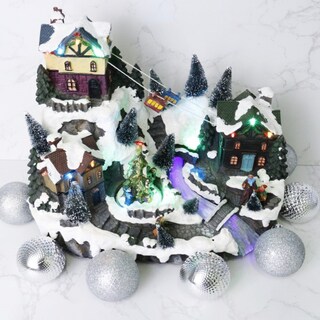 Foto 2 | Foto 2 | Figura Decorativa Navideña De Cm-top Villa Con Teleférico Y Cascada