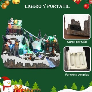 Foto 3 | Foto 3 | Figura Decorativa Navideña De Cm-top Villa Con Teleférico Y Cascada