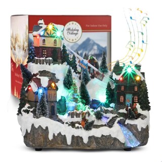 Foto 6 | Foto 6 | Figura Decorativa Navideña De Cm-top Villa Con Teleférico Y Cascada