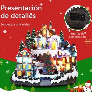 Foto 2 | Foto 2 | Figura Decorativa Navideña De Cm-top Villa Con Tren Y Árbol De Navidad