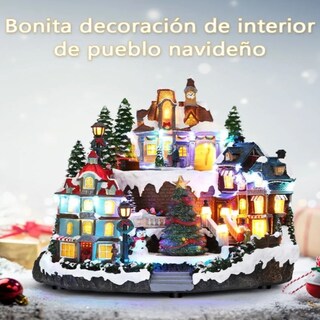 Foto 3 | Foto 3 | Figura Decorativa Navideña De Cm-top Villa Con Tren Y Árbol De Navidad