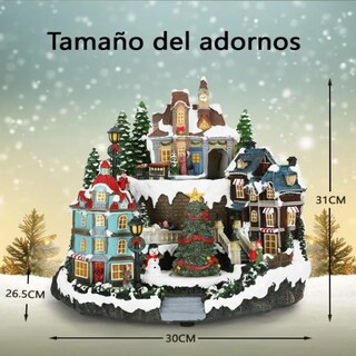Foto 5 | Foto 5 | Figura Decorativa Navideña De Cm-top Villa Con Tren Y Árbol De Navidad