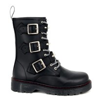 Botas Offlander  Tipo Militar - Amore  Piel Crazy  Negro  Amarre Y Estoperoles