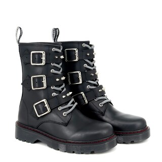 Foto 4 | Foto 4 | Botas Offlander Tipo Militar - Amore Piel Crazy Negro Amarre Y Estoperoles