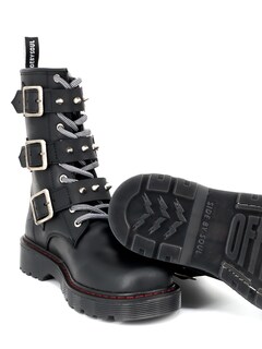 Foto 5 | Foto 5 | Botas Offlander Tipo Militar - Amore Piel Crazy Negro Amarre Y Estoperoles