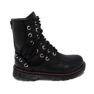 Foto 1 | Foto 1 | Botas Offlander  Tipo Militar  Piel Crazy  Negras  Doble Ojillo Para Mujer