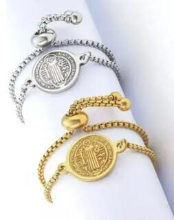 Foto 2 | Foto 2 | Pulsera Ajustable Con Medalla San Benito Para Hombre Mujer26 Cm