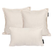 Set De 3 Cojines Decorativos Dicasa Kappa Delta Crema 2 Cuadrados + 1 Rectangular