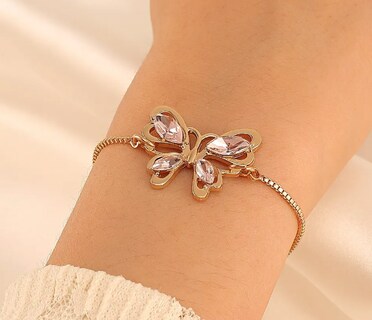 Foto 3 | Foto 3 | Pulsera Xtellar Mariposa Rosa Chapado En Plata Ley 925 Para Mujer Ajustable