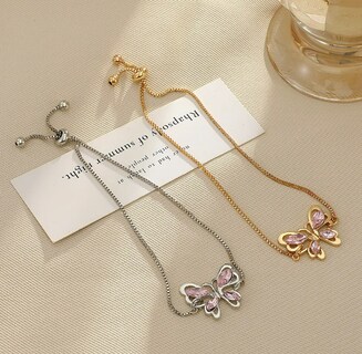 Foto 4 | Foto 4 | Pulsera Xtellar Mariposa Rosa Chapado En Plata Ley 925 Para Mujer Ajustable