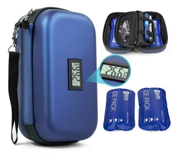 Foto 1 | Foto 1 | Estuche De Viaje Con Enfriador De Insulina Con Termómetro Azul