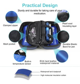 Foto 2 | Foto 2 | Estuche De Viaje Con Enfriador De Insulina Con Termómetro Azul