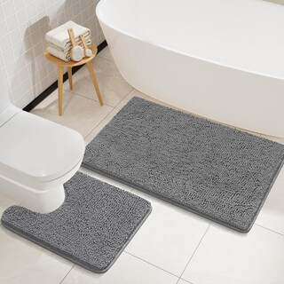 Foto 1 | Foto 1 | Juego De Alfombras De Baño Lochas De 2 Piezas Suaves Y Antideslizantes Color Gris - Venta Internacional.