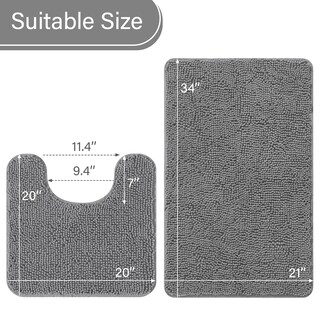 Foto 6 | Foto 6 | Juego De Alfombras De Baño Lochas De 2 Piezas Suaves Y Antideslizantes Color Gris - Venta Internacional.