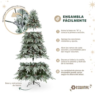 Foto 4 | Foto 4 | Árbol De Navidad Nevado Esquimal Pino Verde 1.80m Con Piñas Y Ramas Mixtas