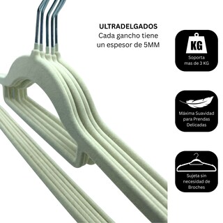 Foto 4 | Foto 4 | Ganchos para Ropa con Terciopelo Blanco 50 Piezas