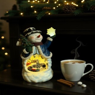 Foto 4 | Foto 4 | Figura Decorativa Navideña De Cm-top Muñeco Nieve Con Paisaje Y Tren Giratorio