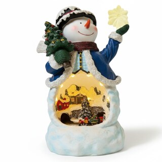Foto 1 | Foto 1 | Figura Decorativa Navideña De Cm-top Muñeco Nieve Con Paisaje Y Tren Giratorio
