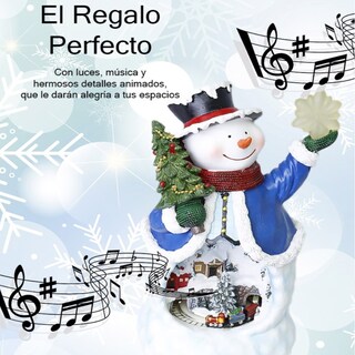 Foto 2 | Foto 2 | Figura Decorativa Navideña De Cm-top Muñeco Nieve Con Paisaje Y Tren Giratorio