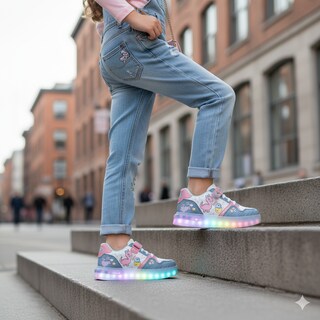 Foto 7 | Foto 7 | Tenis Choclo Con Luces Led Para Niña Diseño Dinosaurios Ajuste Velcro Comodo Ligero Colores Pastel Y Mezclilla