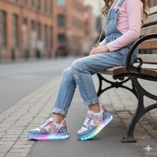 Foto 8 | Foto 8 | Tenis Choclo Con Luces Led Para Niña Diseño Dinosaurios Ajuste Velcro Comodo Ligero Colores Pastel Y Mezclilla